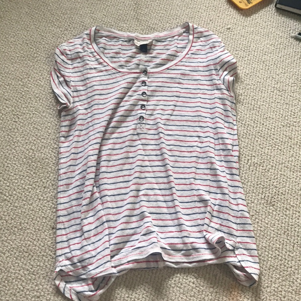 red white and blue henley tee